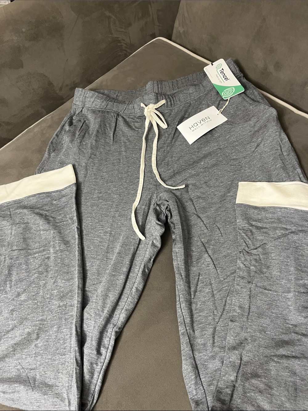 Have Gray Straight Leg pj pants with Cream Accents